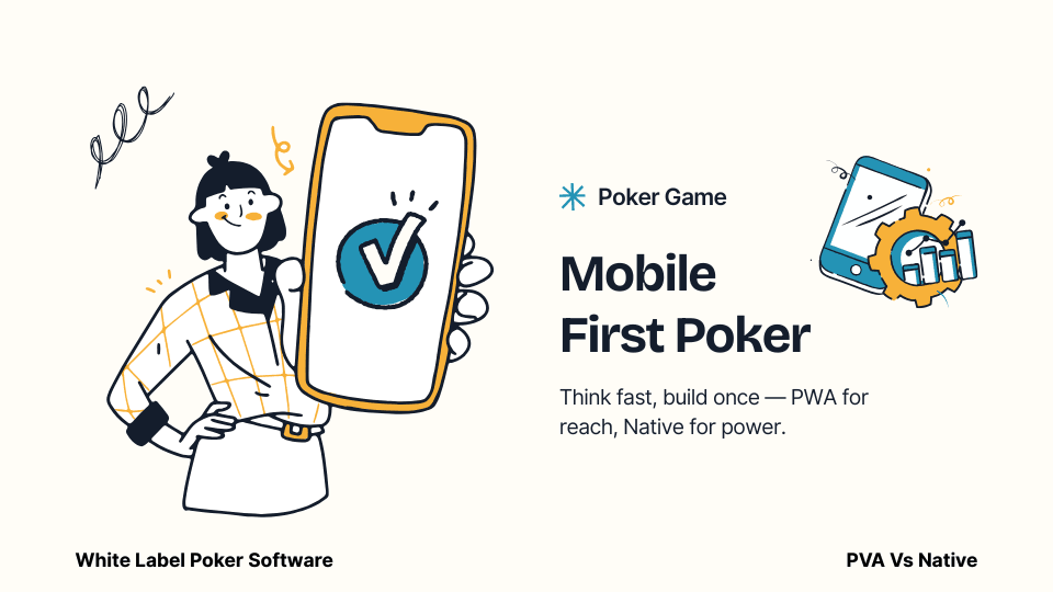 Side-by-side comparison of Progressive Web App and native app poker experience on a smartphone